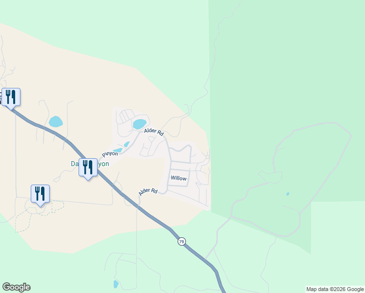 map of restaurants, bars, coffee shops, grocery stores, and more near 35109 California 79 in Warner Springs