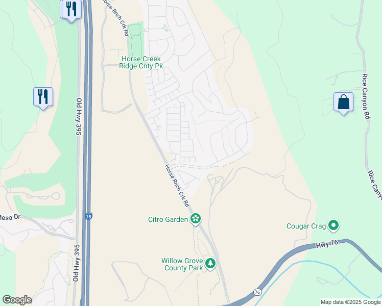 map of restaurants, bars, coffee shops, grocery stores, and more near 347 Sweet Place in Fallbrook