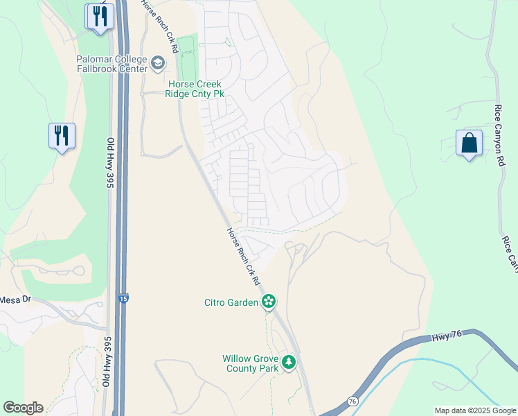 map of restaurants, bars, coffee shops, grocery stores, and more near 336 Sweet Place in Fallbrook