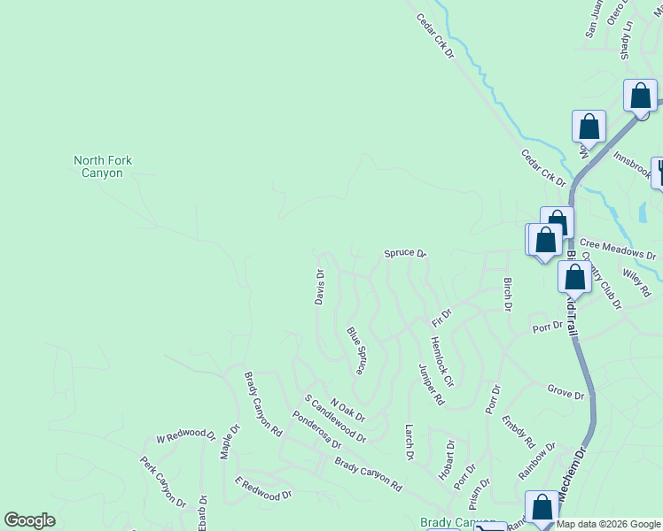 map of restaurants, bars, coffee shops, grocery stores, and more near 124 Davis Drive in Ruidoso