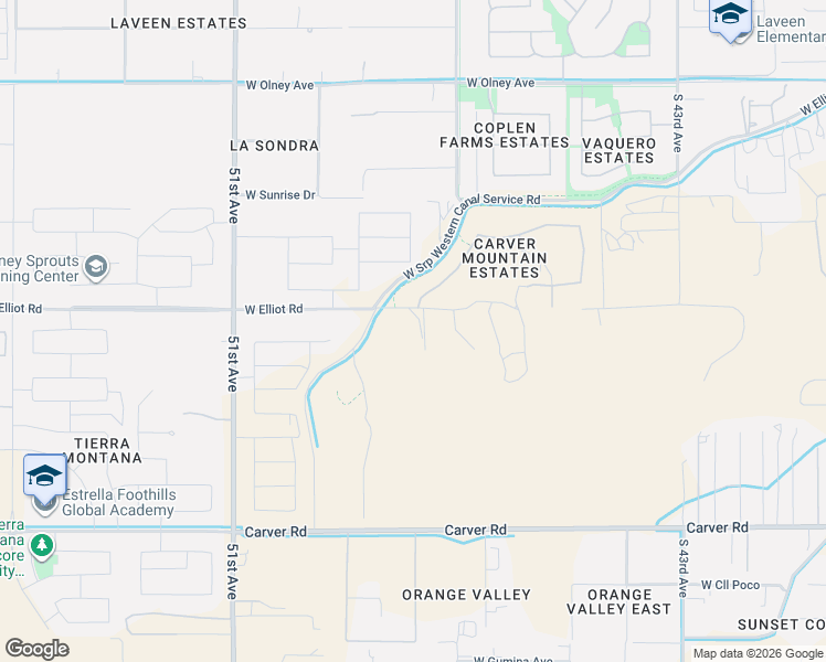 map of restaurants, bars, coffee shops, grocery stores, and more near 4735 West Elliot Road in Maricopa County