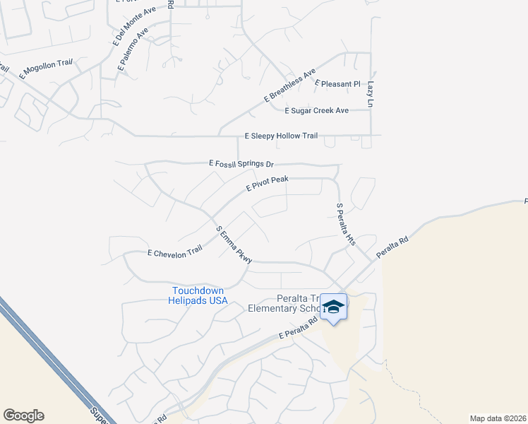 map of restaurants, bars, coffee shops, grocery stores, and more near 10591 East Sleepy Hollow Trail in Gold Canyon