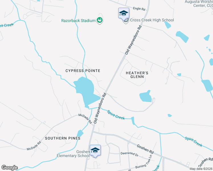 map of restaurants, bars, coffee shops, grocery stores, and more near 3949 Old Waynesboro Road in Augusta