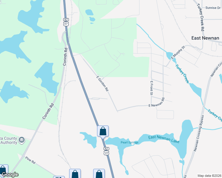 map of restaurants, bars, coffee shops, grocery stores, and more near 32 East Gordon Road in Newnan
