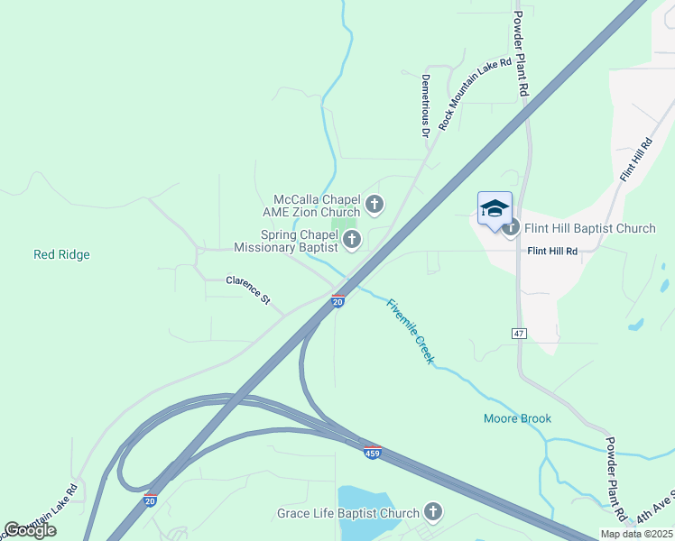 map of restaurants, bars, coffee shops, grocery stores, and more near 5530 McWaine Drive in Bessemer