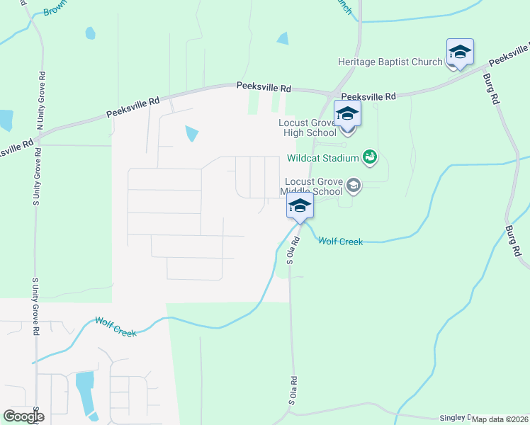 map of restaurants, bars, coffee shops, grocery stores, and more near in Locust Grove