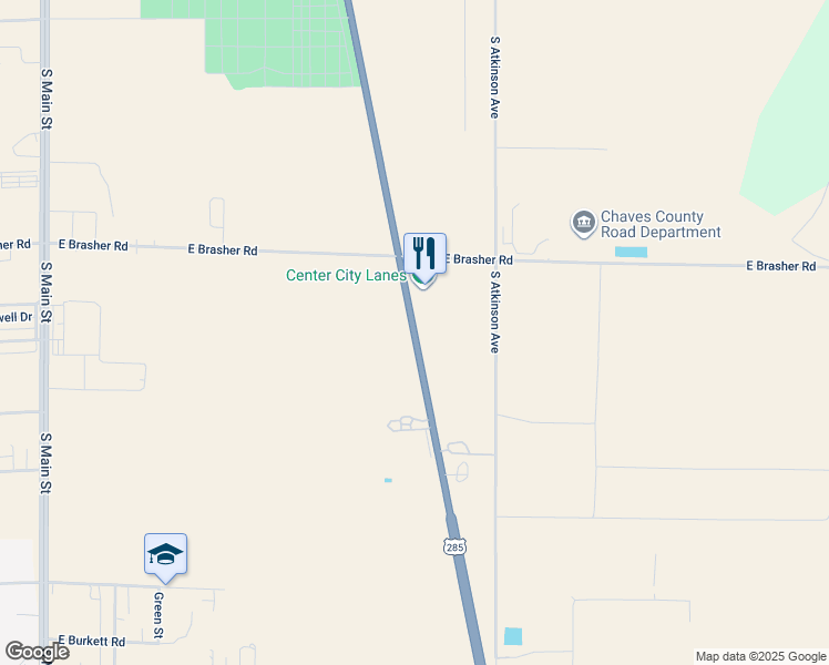 map of restaurants, bars, coffee shops, grocery stores, and more near 6501 Southeast Main Street in Roswell