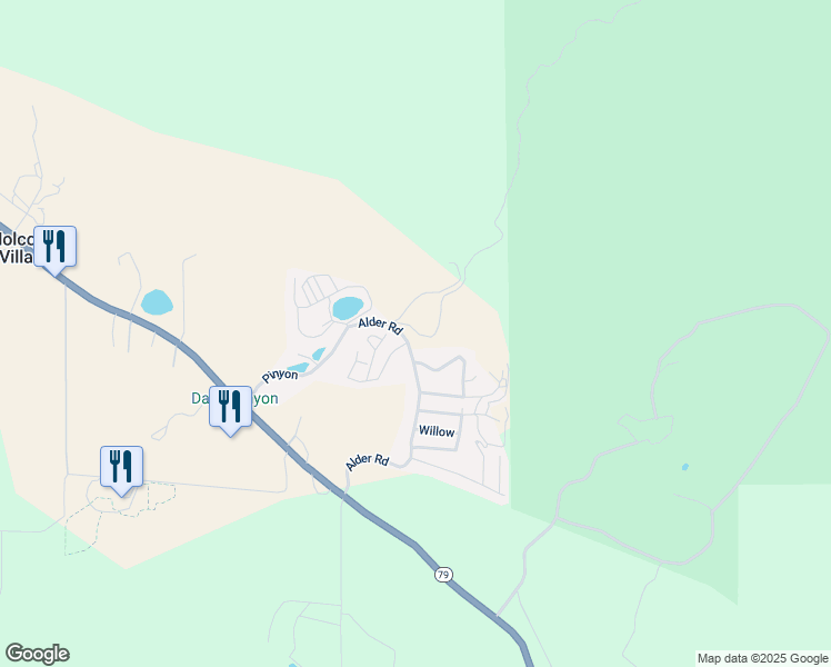 map of restaurants, bars, coffee shops, grocery stores, and more near Alder Road in Warner Springs