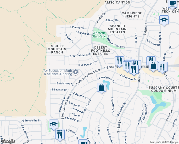 map of restaurants, bars, coffee shops, grocery stores, and more near 4333 East Pipa Street in Phoenix