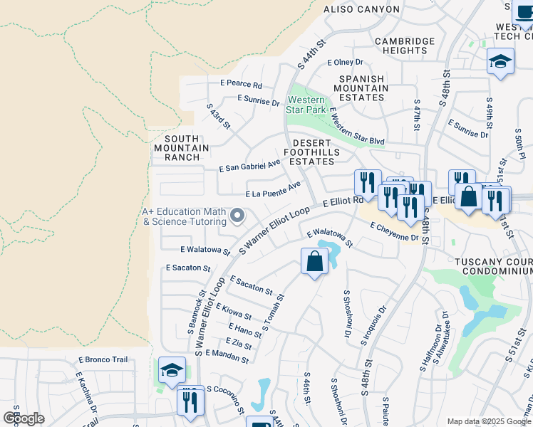 map of restaurants, bars, coffee shops, grocery stores, and more near 4333 East Pipa Street in Phoenix