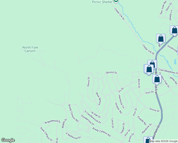 map of restaurants, bars, coffee shops, grocery stores, and more near 124 Davis Drive in Ruidoso