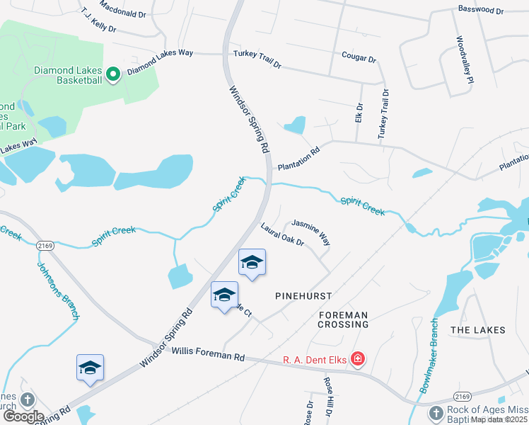map of restaurants, bars, coffee shops, grocery stores, and more near 4405 Windsor Spring Road in Hephzibah