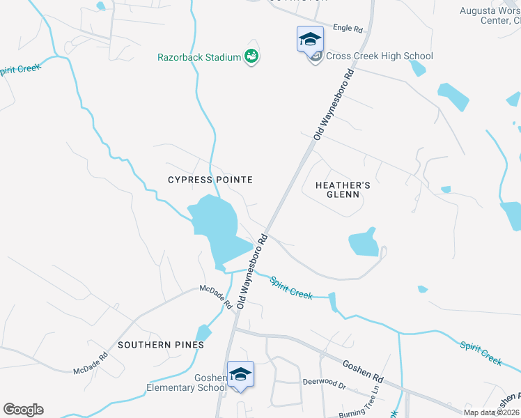 map of restaurants, bars, coffee shops, grocery stores, and more near 3949 Old Waynesboro Road in Augusta