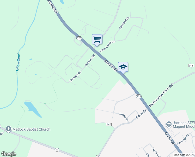 map of restaurants, bars, coffee shops, grocery stores, and more near 141 Ellen Drive in Jackson