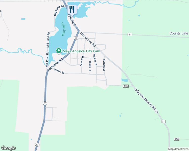 map of restaurants, bars, coffee shops, grocery stores, and more near 1119 Valley Street in Stamps