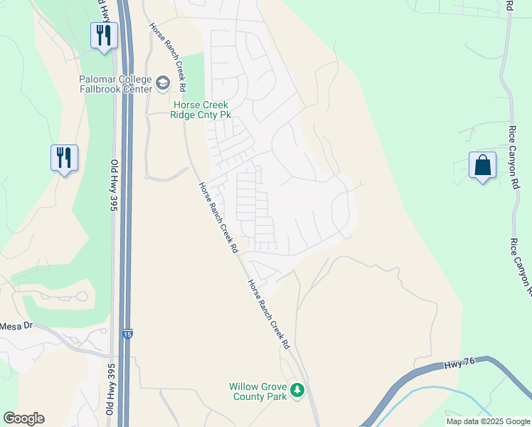 map of restaurants, bars, coffee shops, grocery stores, and more near 35148 Grove Trail in Fallbrook