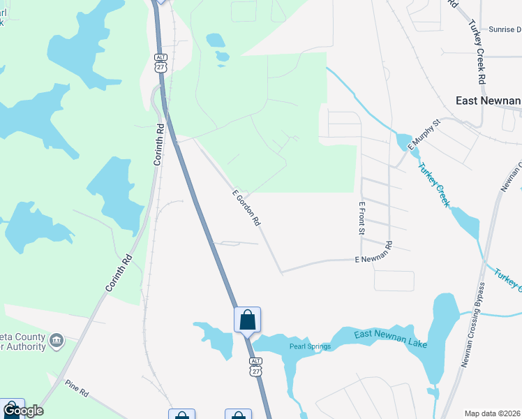 map of restaurants, bars, coffee shops, grocery stores, and more near 32 East Gordon Road in Newnan