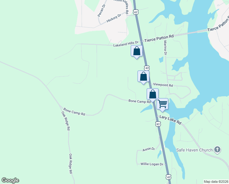 map of restaurants, bars, coffee shops, grocery stores, and more near 12555-12599 Bone Camp Road in Northport
