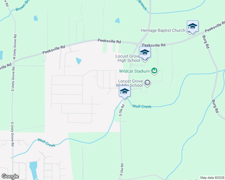 map of restaurants, bars, coffee shops, grocery stores, and more near in Locust Grove