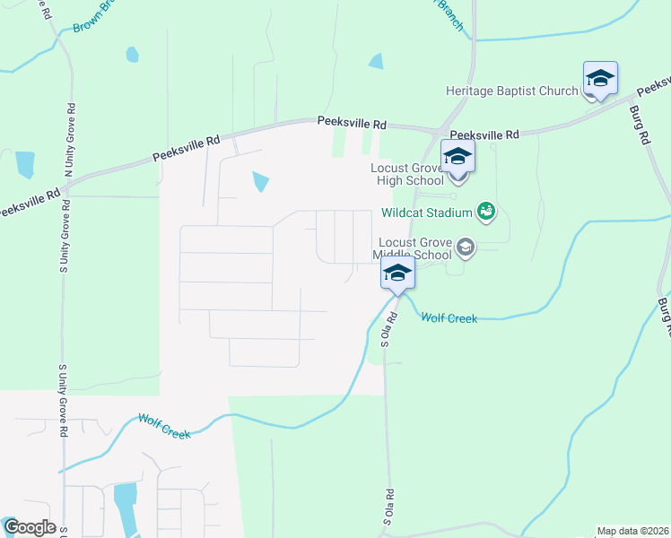 map of restaurants, bars, coffee shops, grocery stores, and more near in Locust Grove
