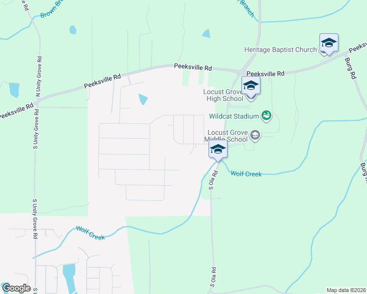 map of restaurants, bars, coffee shops, grocery stores, and more near in Locust Grove