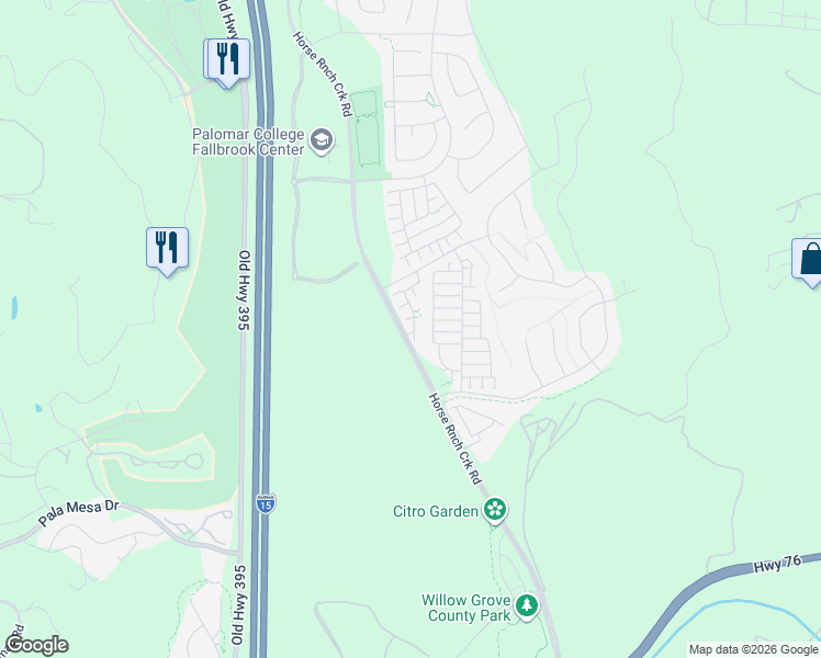map of restaurants, bars, coffee shops, grocery stores, and more near 35114 Persano Place in Fallbrook