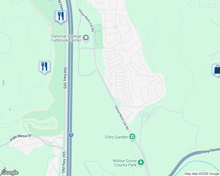 map of restaurants, bars, coffee shops, grocery stores, and more near 35114 Persano Place in Fallbrook