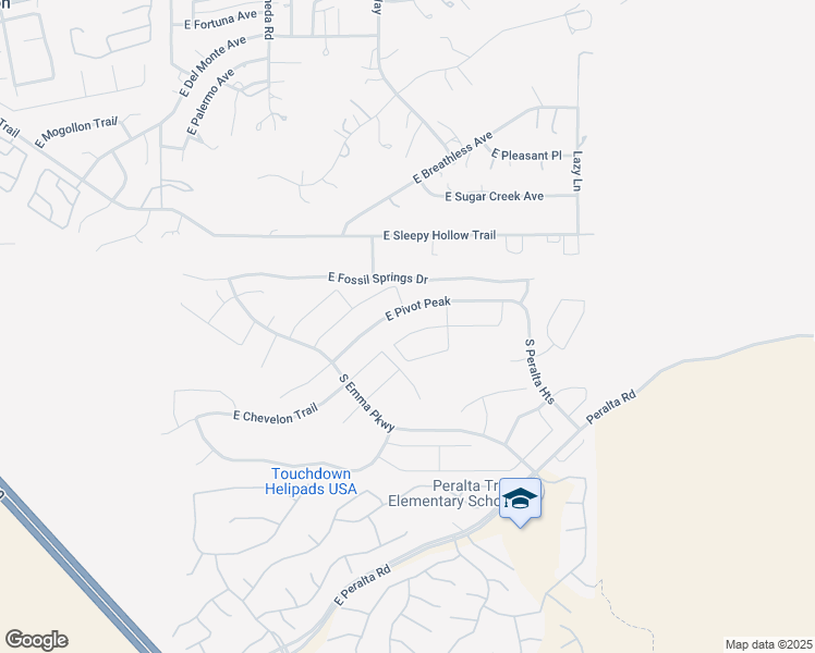 map of restaurants, bars, coffee shops, grocery stores, and more near 10591 East Sleepy Hollow Trail in Gold Canyon