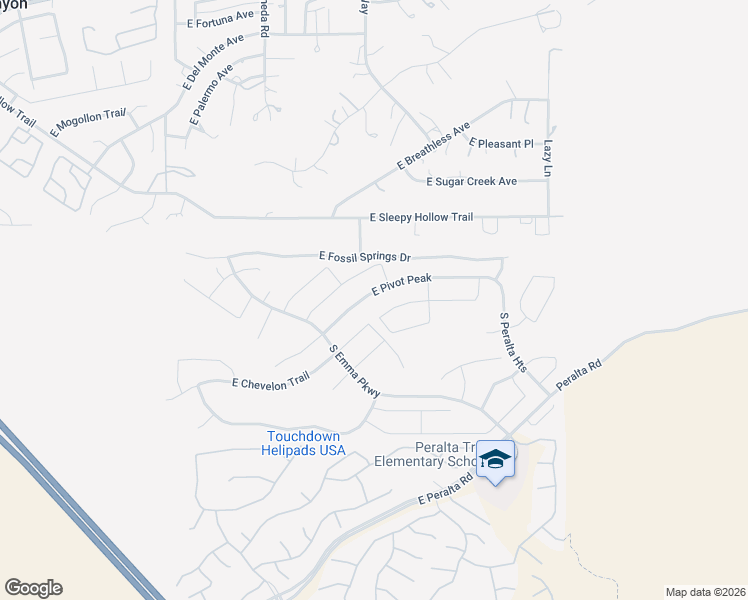 map of restaurants, bars, coffee shops, grocery stores, and more near 12218 East Chevelon Trail in Gold Canyon