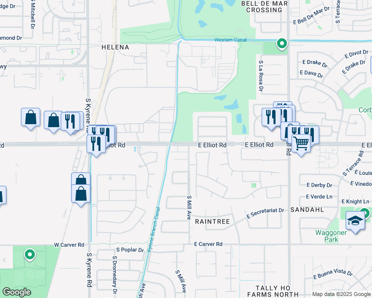 map of restaurants, bars, coffee shops, grocery stores, and more near in Tempe