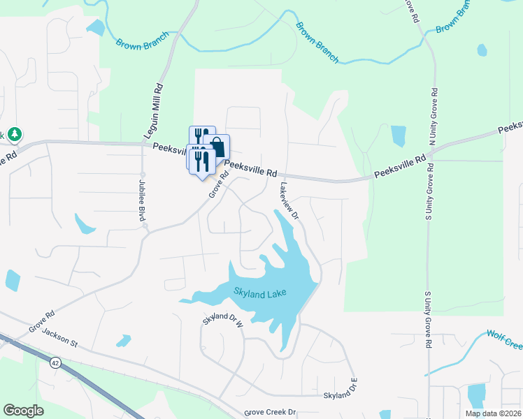 map of restaurants, bars, coffee shops, grocery stores, and more near 236 Roberts Trail in Locust Grove