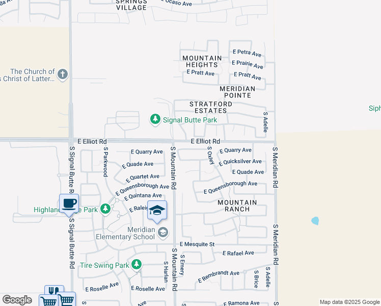 map of restaurants, bars, coffee shops, grocery stores, and more near 11246 East Quarry Avenue in Mesa
