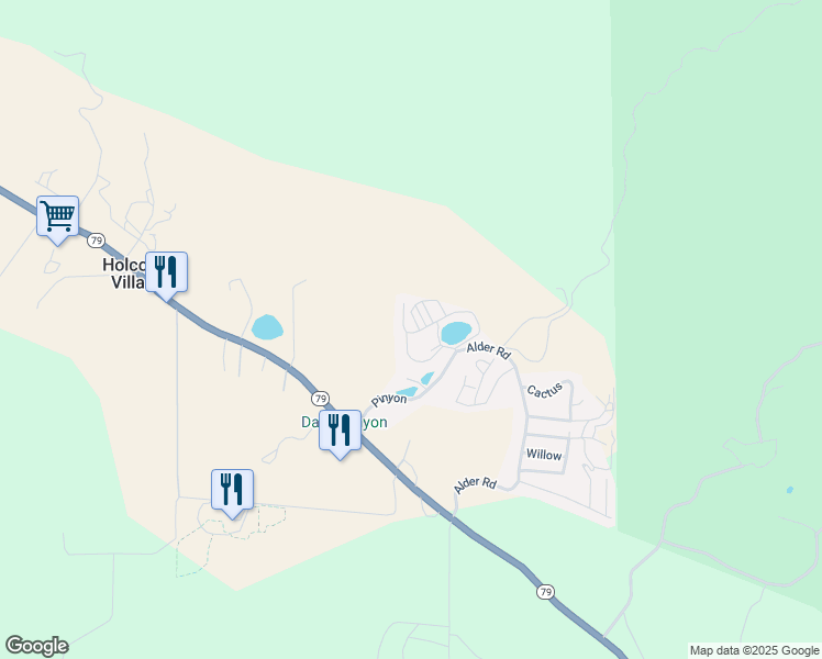 map of restaurants, bars, coffee shops, grocery stores, and more near 35109 California 79 in Warner Springs