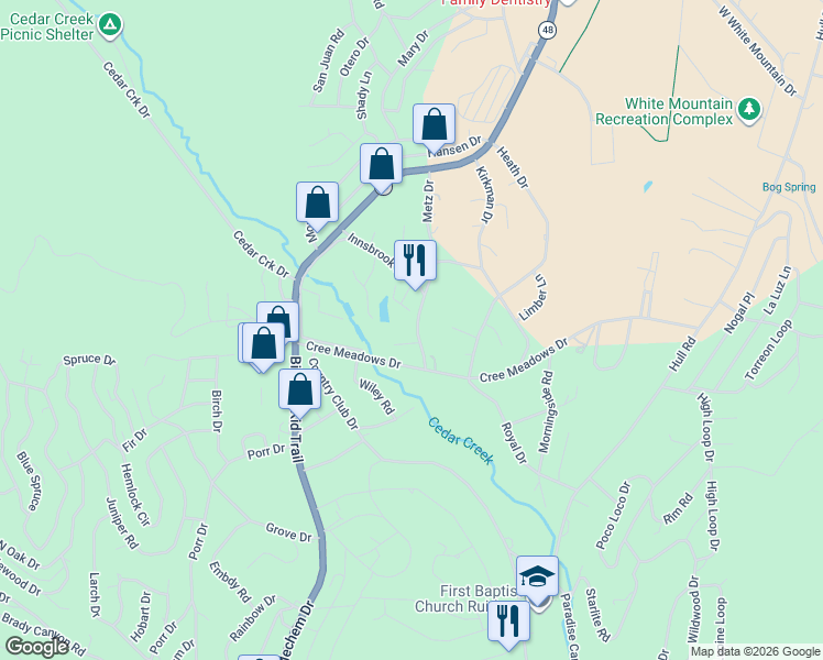 map of restaurants, bars, coffee shops, grocery stores, and more near 212 Metz Drive in Ruidoso