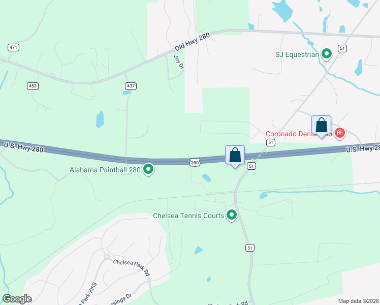 map of restaurants, bars, coffee shops, grocery stores, and more near 12900 U.S. 280 in Sterrett