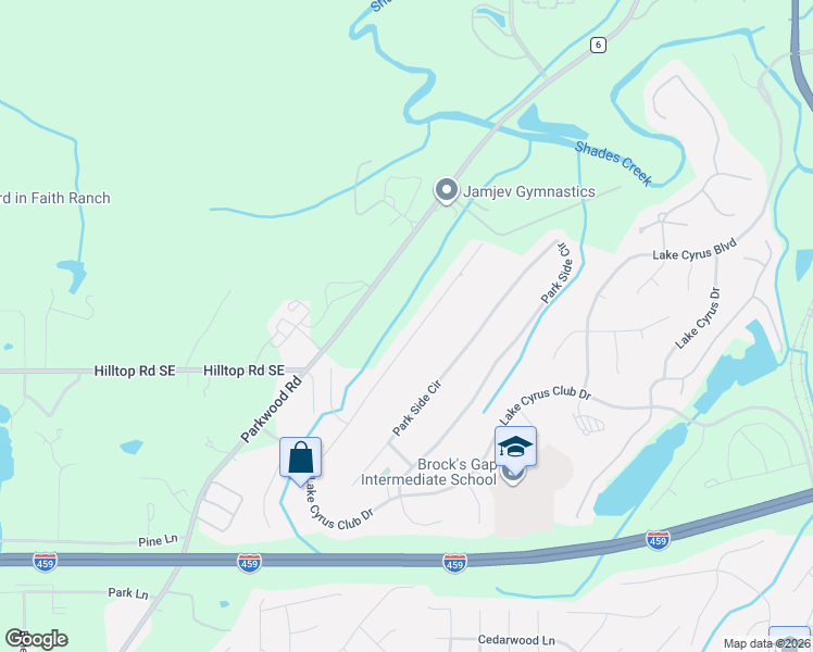 map of restaurants, bars, coffee shops, grocery stores, and more near 3590 Parkwood Road in Bessemer