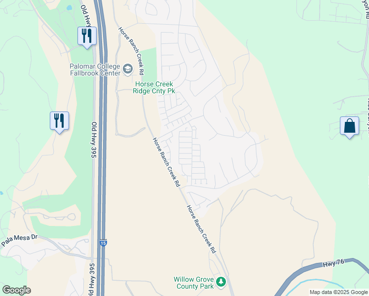 map of restaurants, bars, coffee shops, grocery stores, and more near 203 Foliage Place in Fallbrook