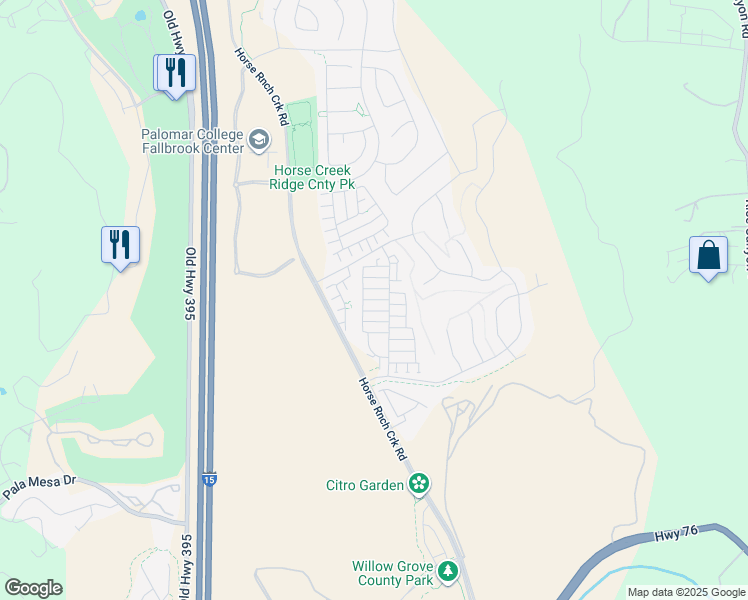 map of restaurants, bars, coffee shops, grocery stores, and more near 232 Perennial Place in Fallbrook