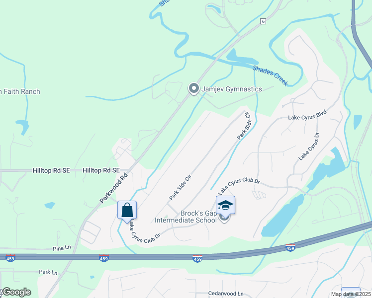 map of restaurants, bars, coffee shops, grocery stores, and more near 5544 Park Side Road in Birmingham