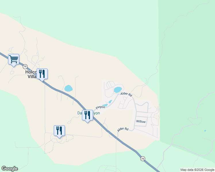 map of restaurants, bars, coffee shops, grocery stores, and more near 35109 California 79 in Warner Springs