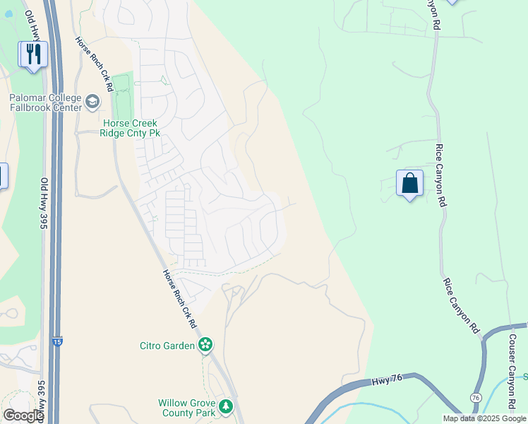 map of restaurants, bars, coffee shops, grocery stores, and more near 35164 Bergamot Cove in Fallbrook
