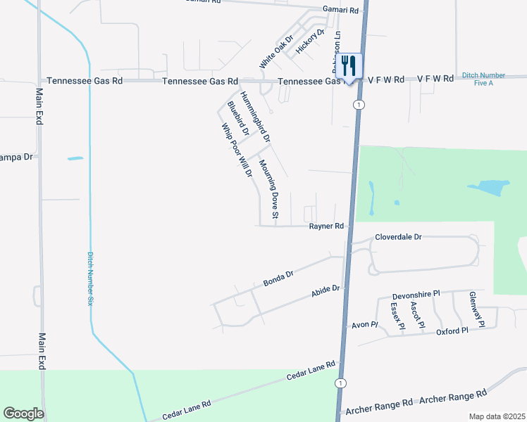 map of restaurants, bars, coffee shops, grocery stores, and more near 2548 Whip Poor Will Drive in Greenville