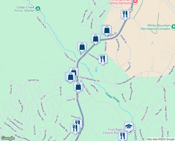 map of restaurants, bars, coffee shops, grocery stores, and more near 12 Vienna Terrace in Ruidoso