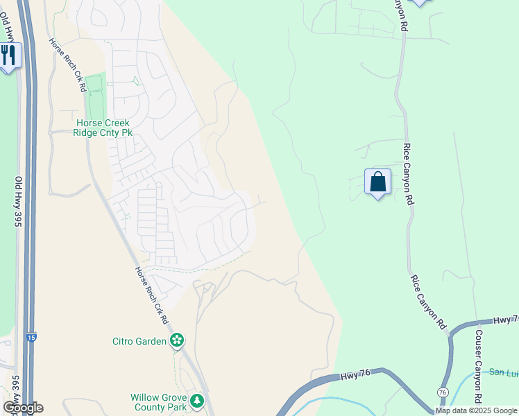 map of restaurants, bars, coffee shops, grocery stores, and more near 35223 Bergamot Cove in Fallbrook