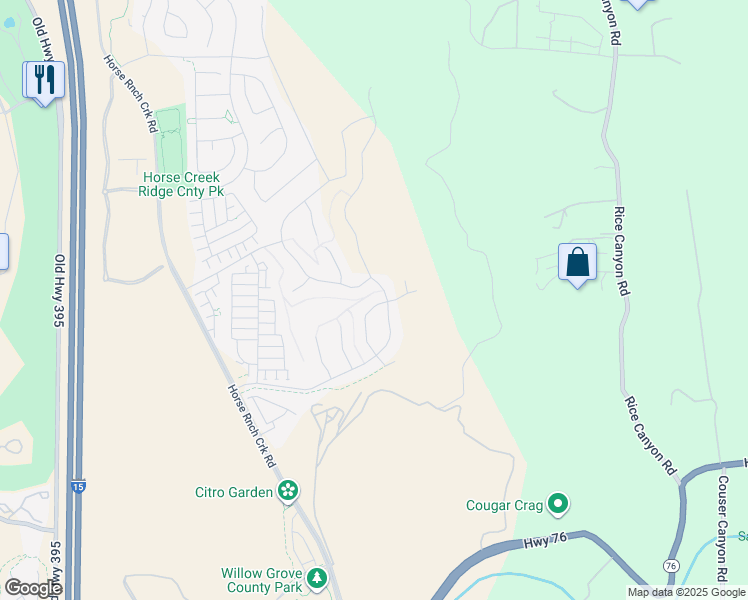map of restaurants, bars, coffee shops, grocery stores, and more near 35168 Bergamot Cove in Fallbrook