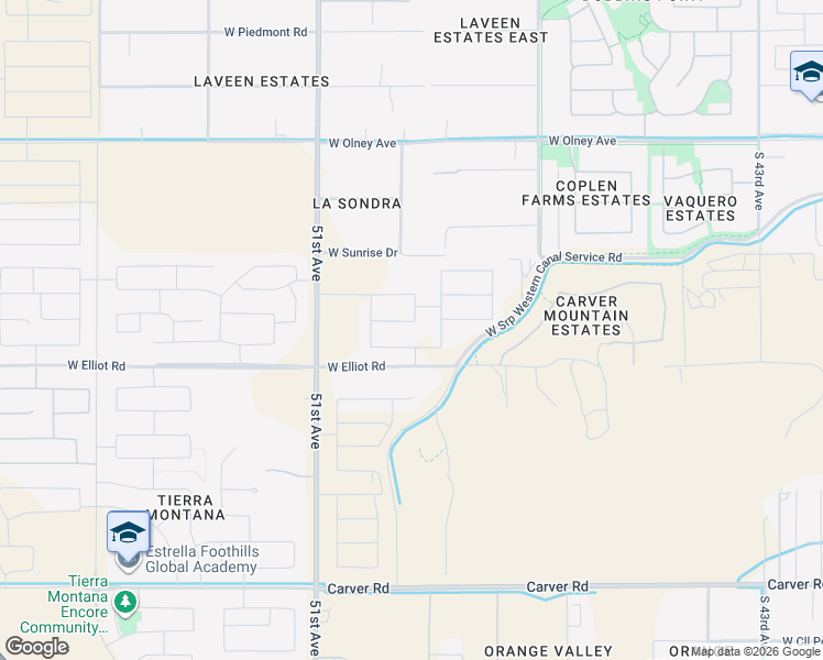 map of restaurants, bars, coffee shops, grocery stores, and more near 4930-4978 West Elliot Road in Maricopa County