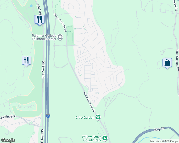 map of restaurants, bars, coffee shops, grocery stores, and more near 5328 Highway 76 in Fallbrook