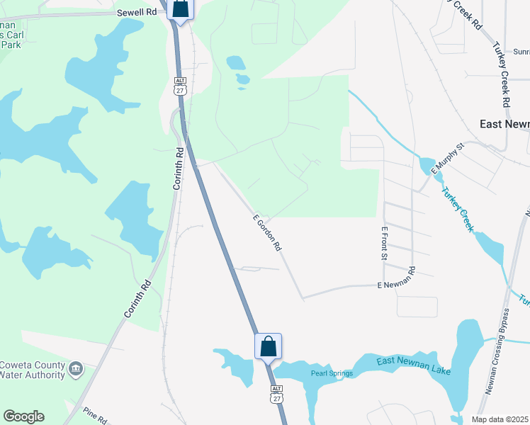 map of restaurants, bars, coffee shops, grocery stores, and more near 30 East Gordon Road in Newnan