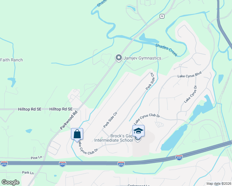 map of restaurants, bars, coffee shops, grocery stores, and more near 5238 Park Side Circle in Birmingham