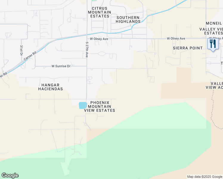 map of restaurants, bars, coffee shops, grocery stores, and more near 10456 South 25th Avenue in Phoenix
